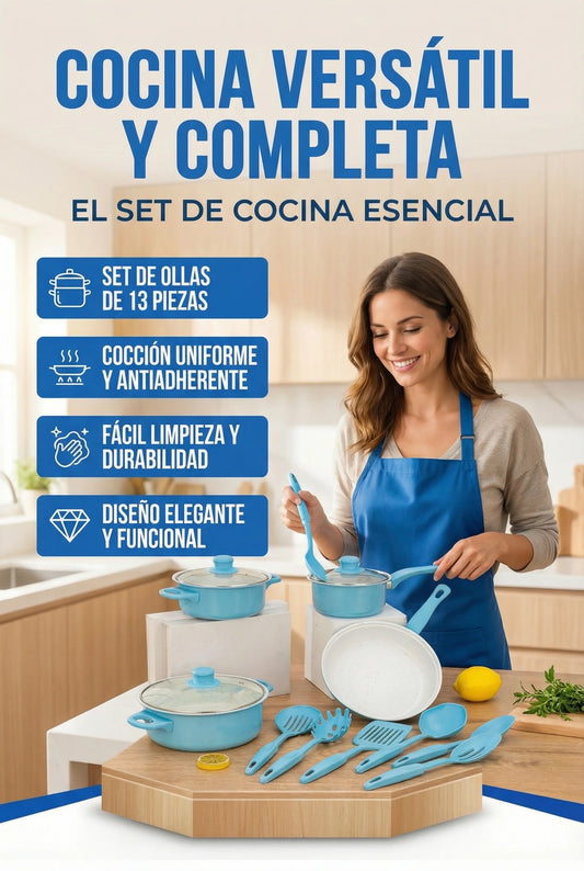 Bateria Cocina Ollas 13 Piezas Utensilio